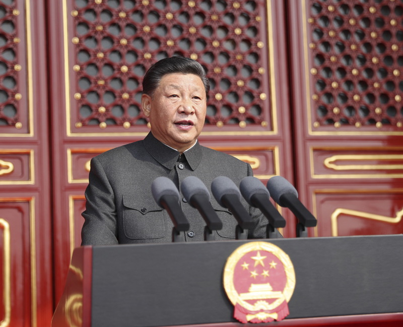 10月1日上午，慶祝中華人民共和國成立70周年大會在北京天安門廣場隆重舉行。中共中央總書記、國家主席、中央軍委主席習近平發(fā)表重要講話。